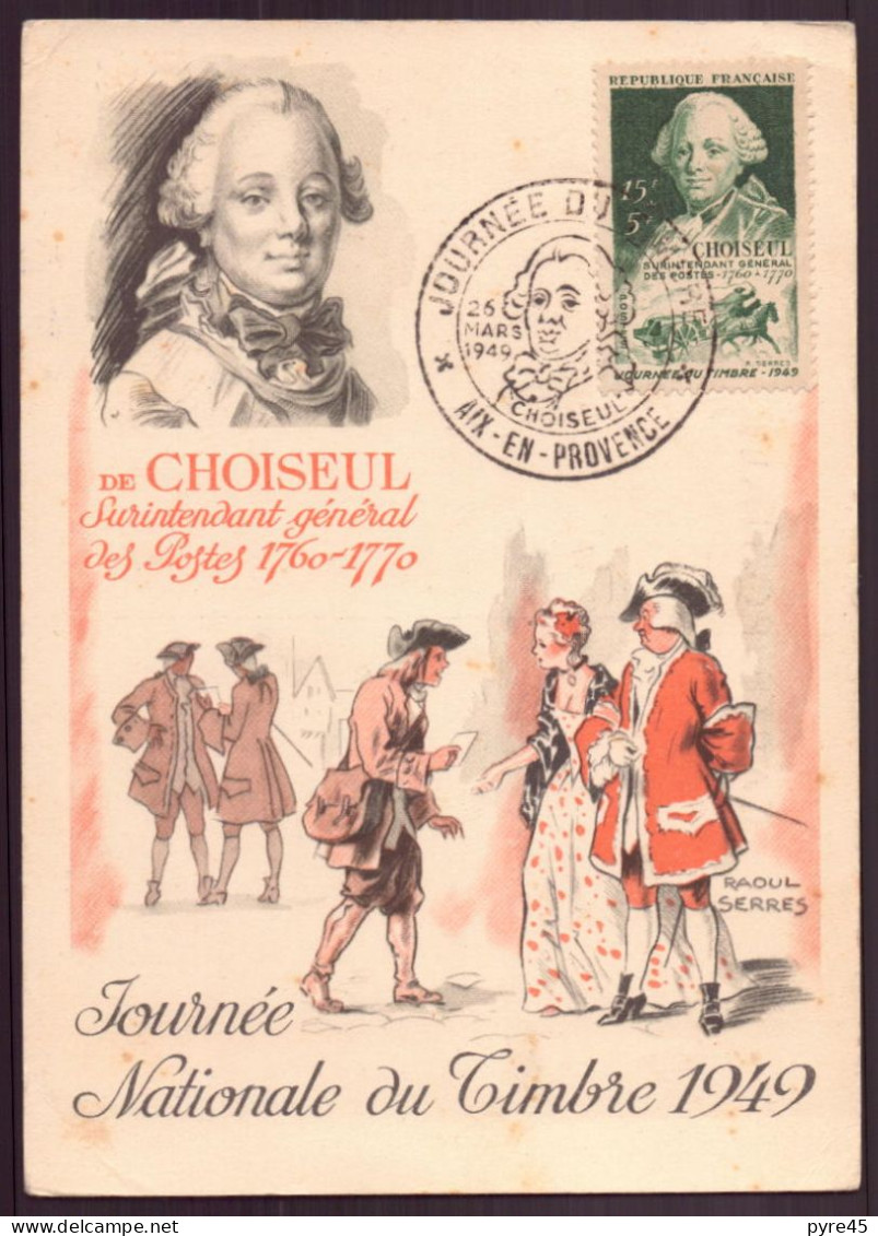 France, FDC, Carte Du 26 Mars 1949 à Aix-en-Provence " Journée Du Timbre " ( Côte 27€ ) - ....-1949