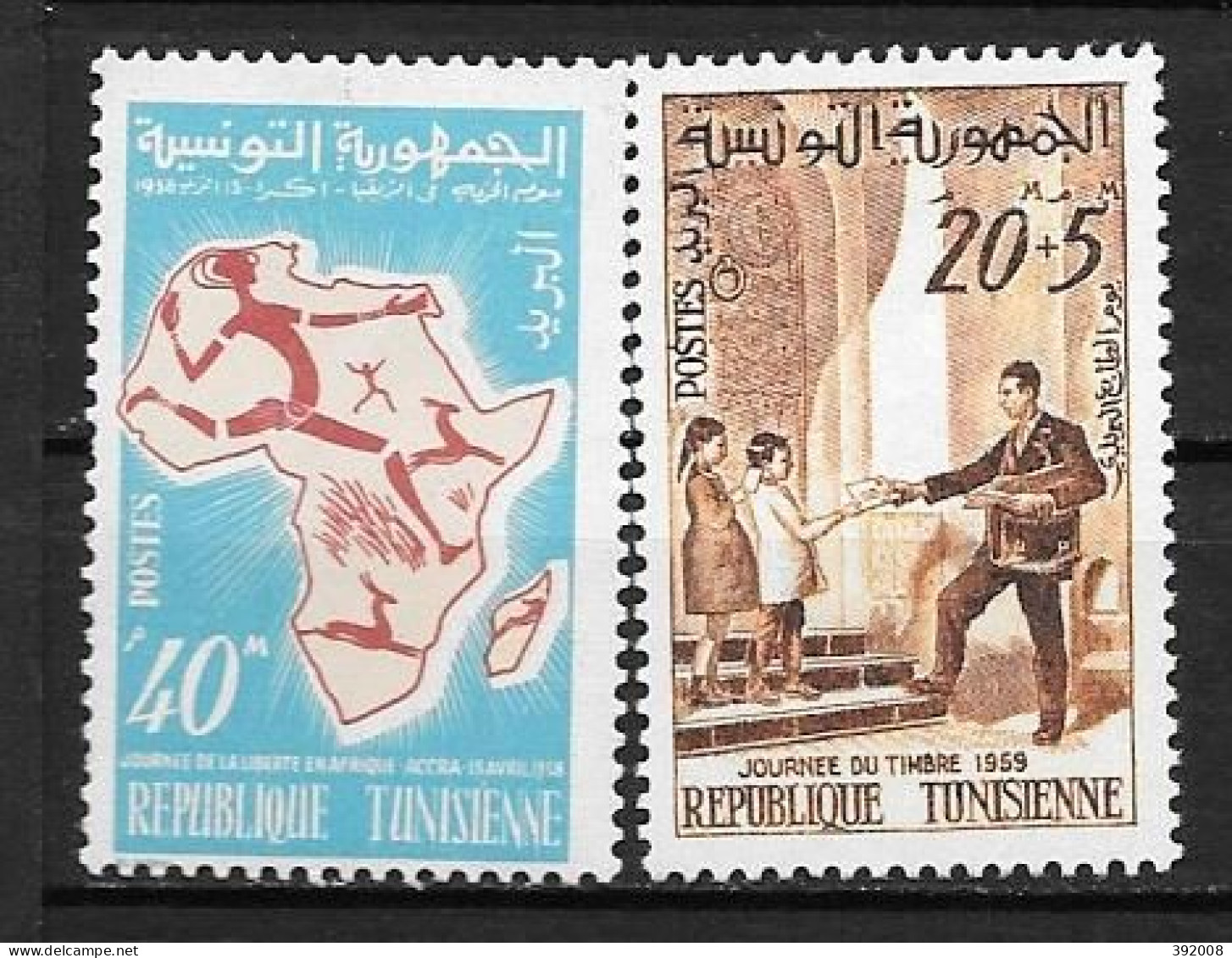 1959 - 497 + 498 **MNH - Journée De La Liberté - Journée Du Timbre - Tunisia (1956-...)