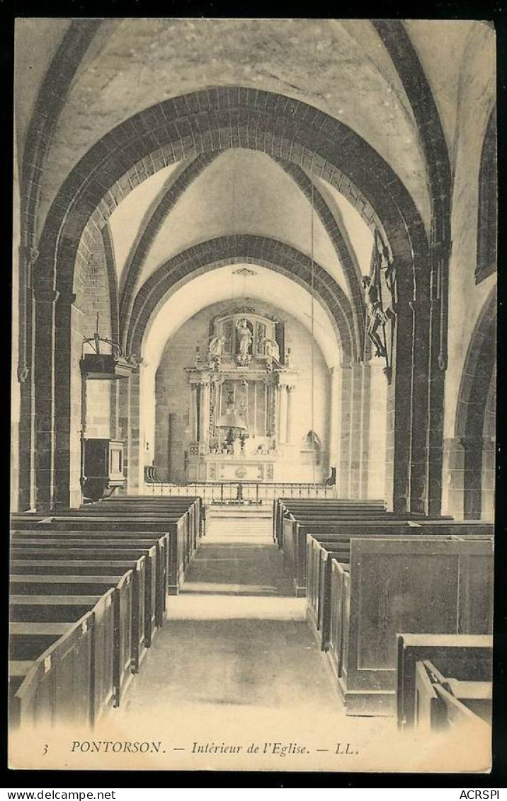 PONTORSON  Intérieur De L'église édition L.L Carte Rare - Pontorson