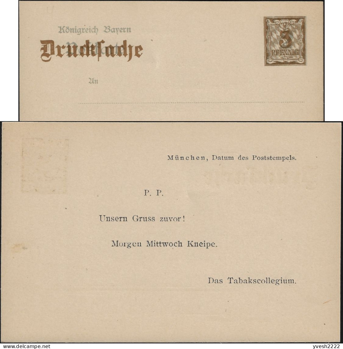 Bavière 1906. Entier Postal Timbré Sur Commande. Réunion Du Tabakscollegium, Groupe Pour Profiter Du Tabac Et Socialiser - Tabacco