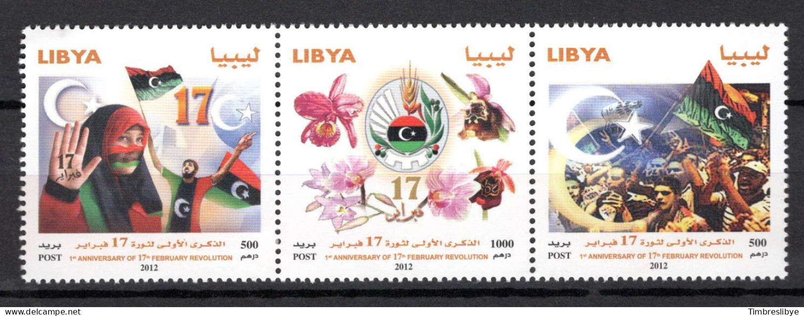 Libye 17.2.2012; 1er Anniversaire De La Révolution Février, Michel-N° 317 - 3019 Tenant, MNH, Neuf **, Mnh, Neuf ** - Libyen