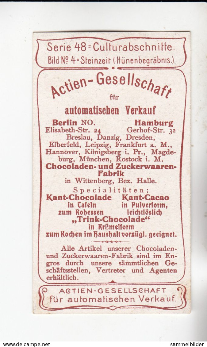 Actien Gesellschaft Culturabschnitte Steinzeit Hünenbegräbnis   Serie  48 #4 Von 1900 - Stollwerck