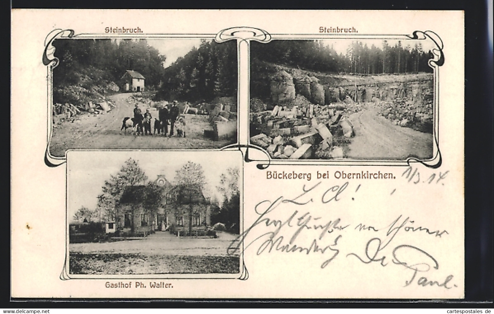 AK Obernkirchen, Streinbruch Bückeberg, Gasthof Ph. Walter  - Mines