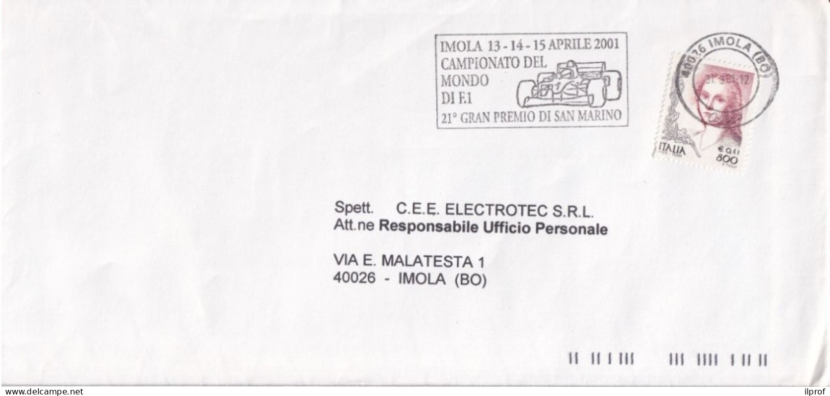 Autodromo Imola - Annullo GP Di San Marino 2001 Su Busta Commerciale  Rif. S354 - 1991-00: Storia Postale