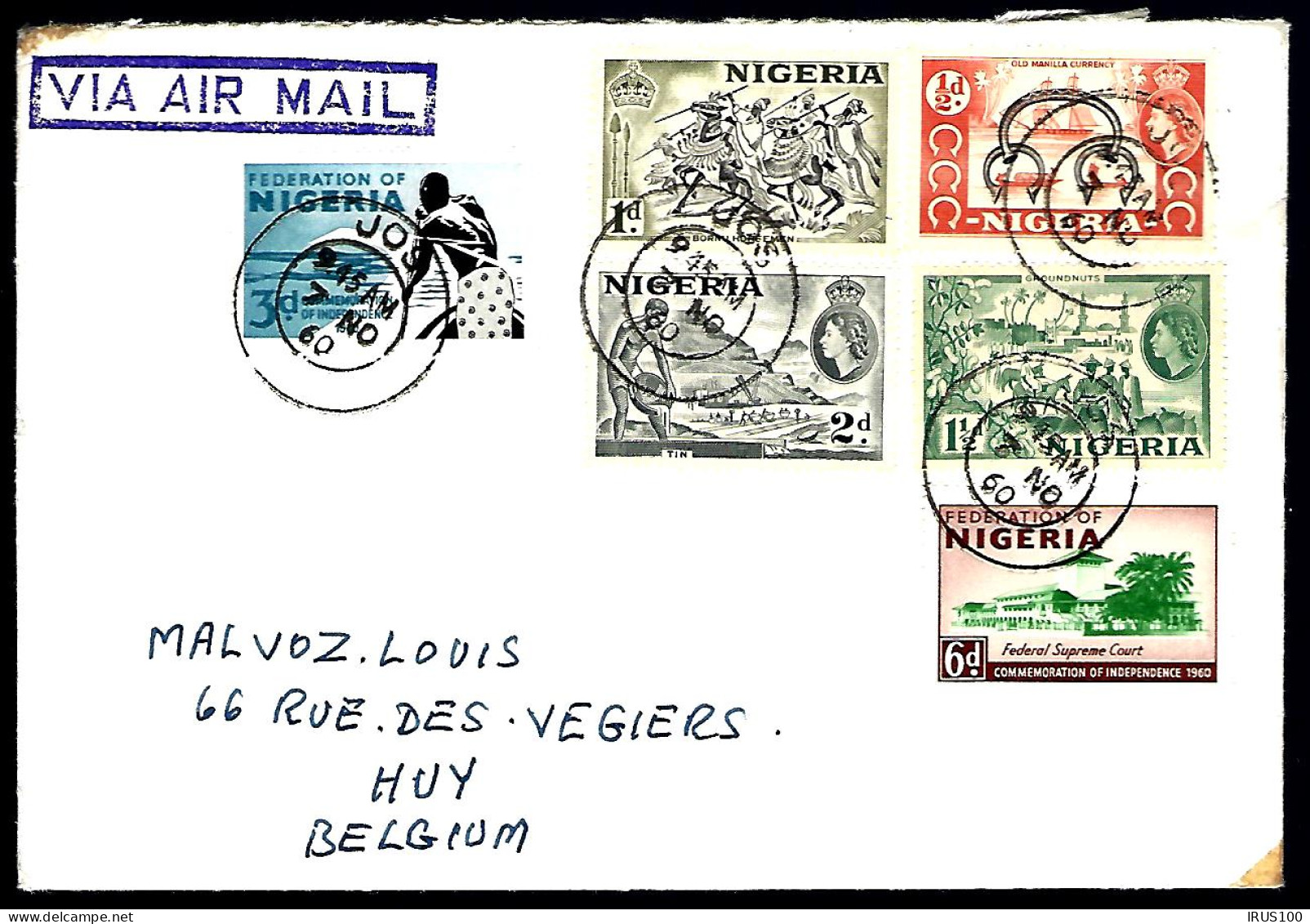 LETTRE EN PROVENANCE DU NIGERIA - JOS - POUR LA BELGIQUE - Nigeria (1961-...)