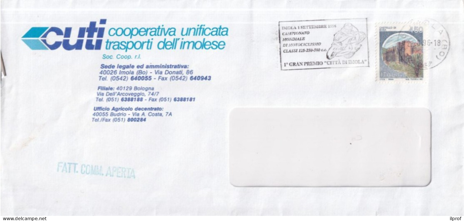 Autodromo Imola - Annullo GP Di Motociclismo 1996 Su Busta Commerciale (frammento)  Rif. S355 - 1991-00: Storia Postale