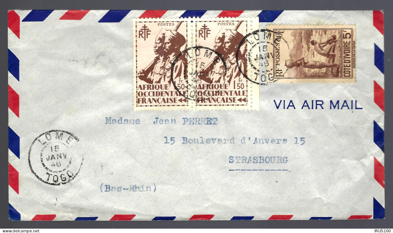 AFRIQUE OCCIDENTALE FRANCAISE - LOME - TOGO 1948   - Lettres & Documents