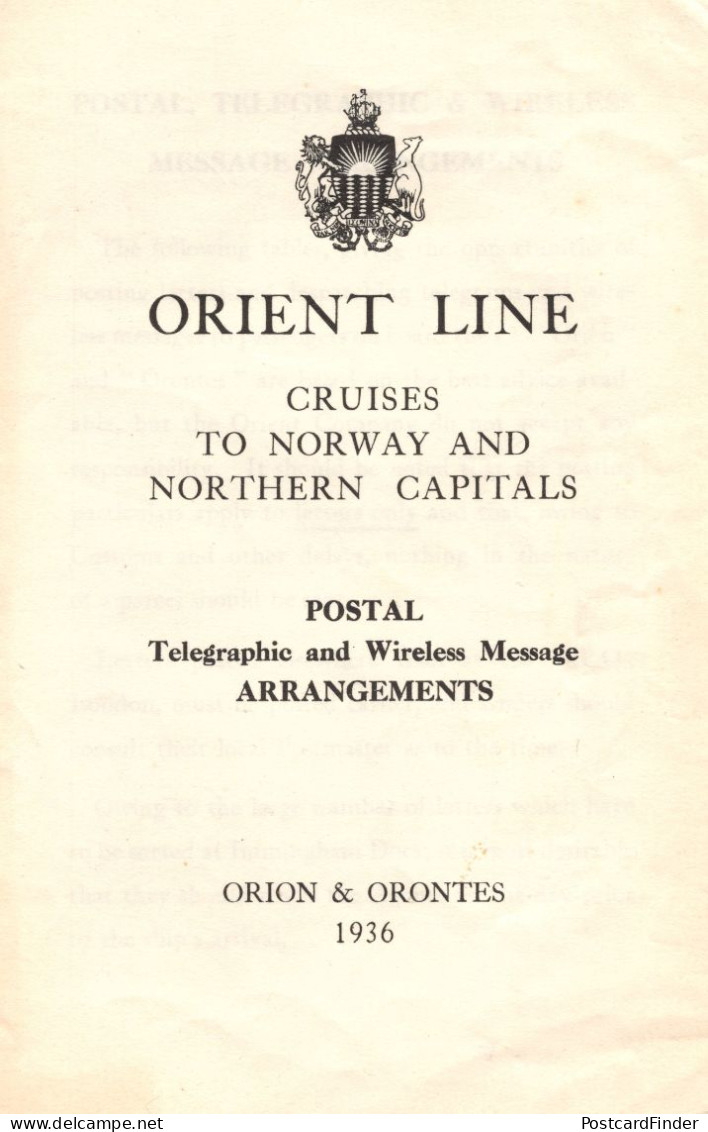 P&O Orient Line Wireless Radio 1936 Norway Orion Orontes Ship Guide - Radio