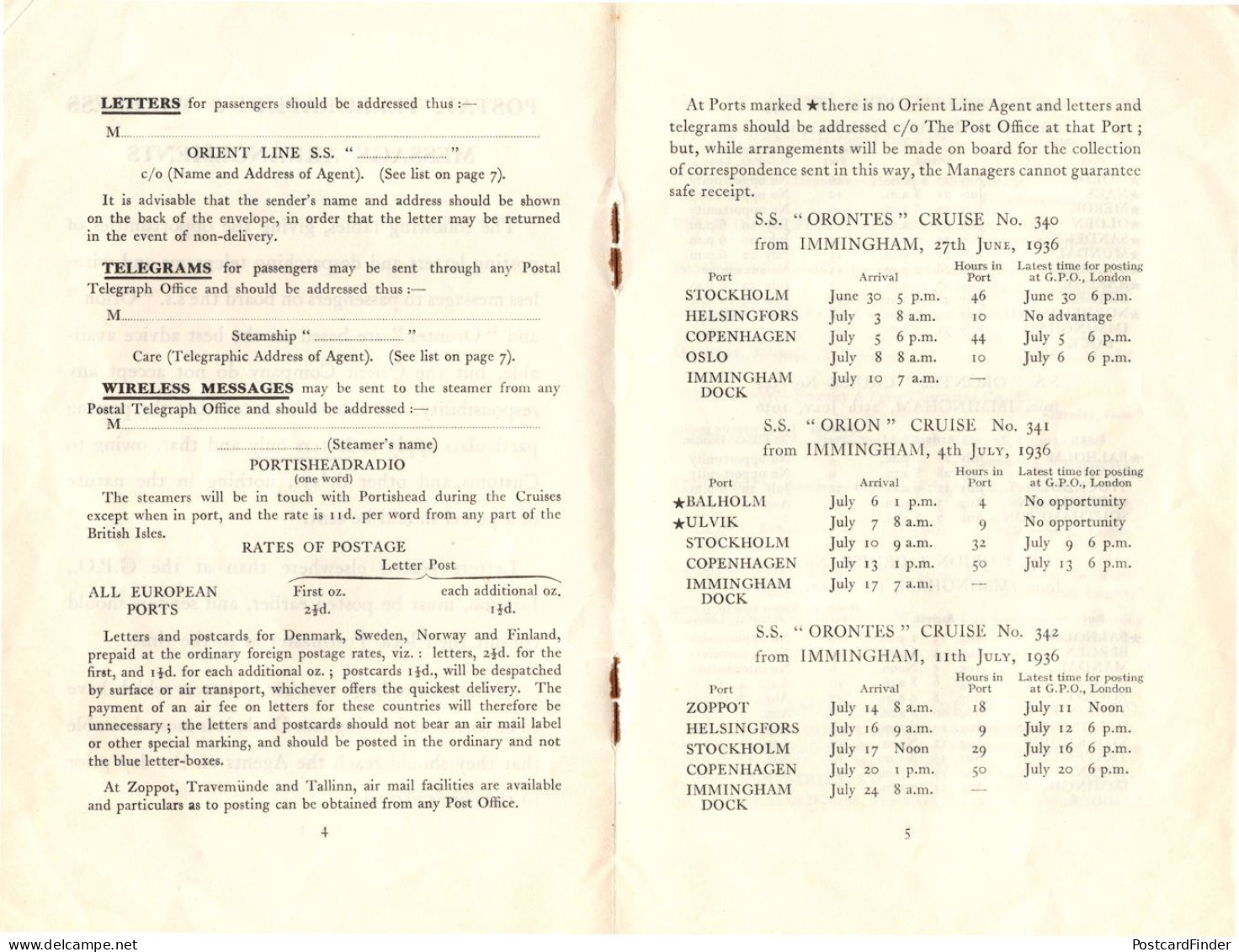 P&O Orient Line Wireless Radio 1936 Norway Orion Orontes Ship Guide - Radio