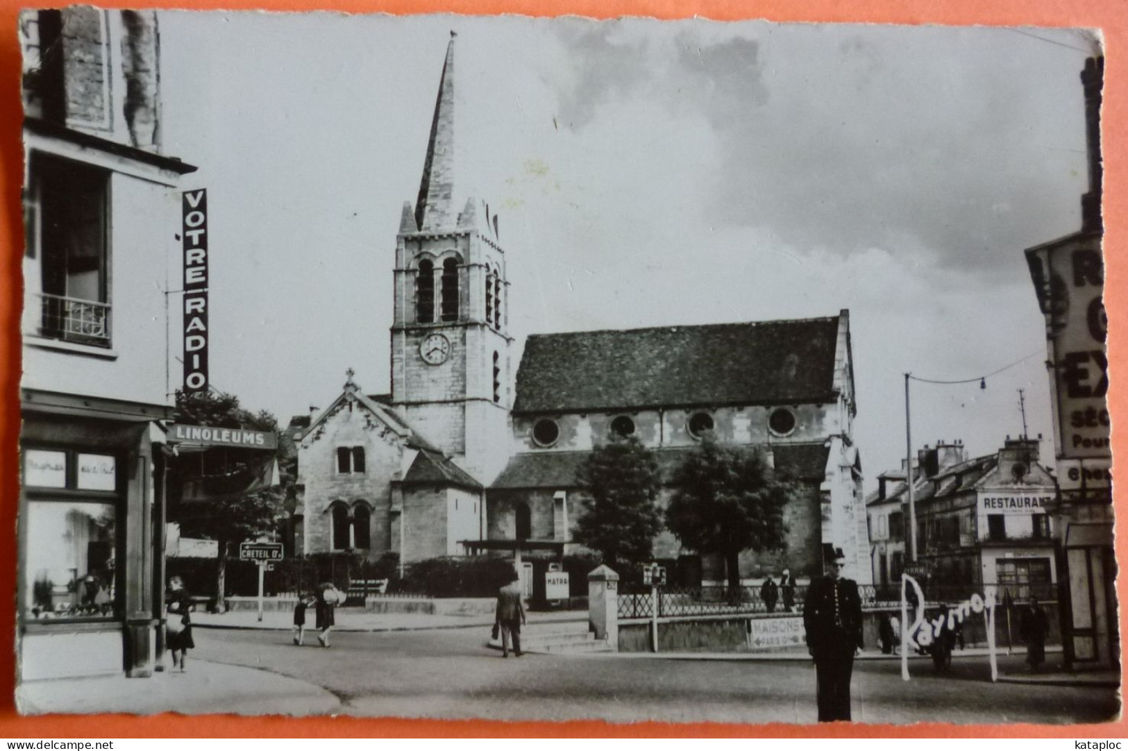 CARTE MAISON ALFORT - 94 - EGLISE SAINT REMI - MARCHAND RADIO LINOLEUM -SCAN RECTO/VERSO -9 - Maisons Alfort