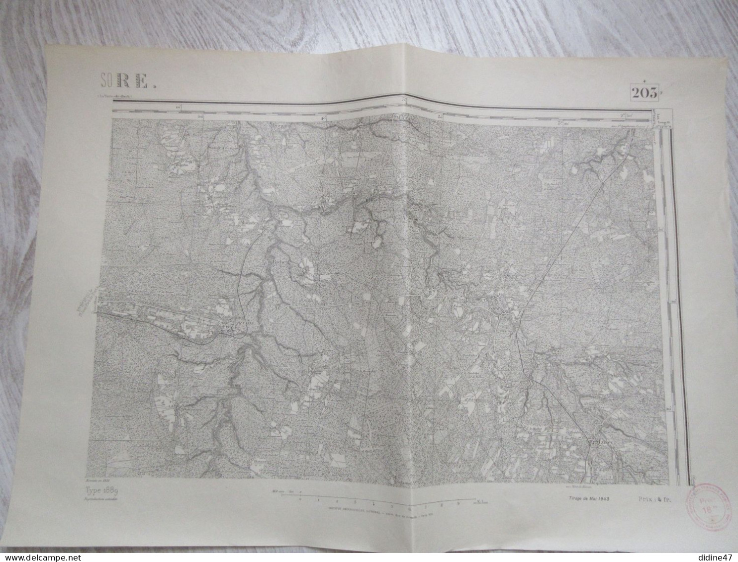 CARTE I.G.N.- SORE - Topographical Maps
