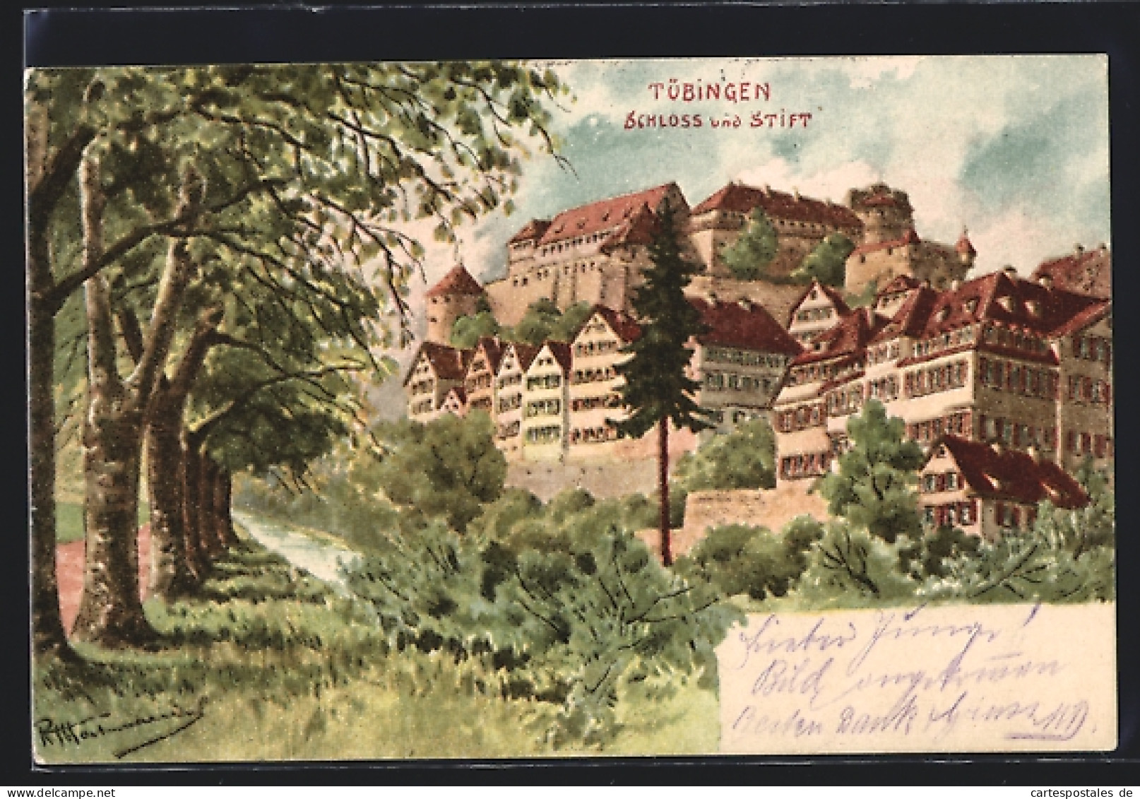 Lithographie Tübingen, Schloss Und Stift  - Tuebingen