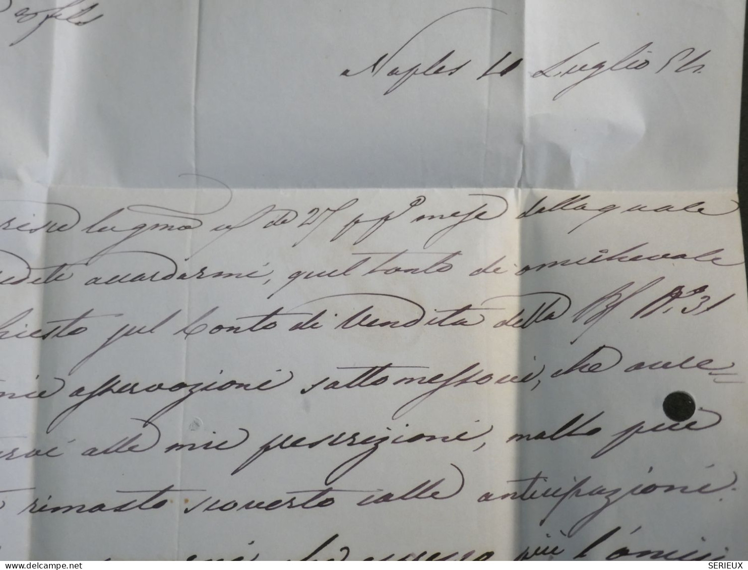 C  ITALIA  2 SICILES  BELLE  LETTRE RRR SIGNEE 1854   NAPOLI   A MARSEILLE LYON  + +AFF. INTERESSANT++ - Sicilië