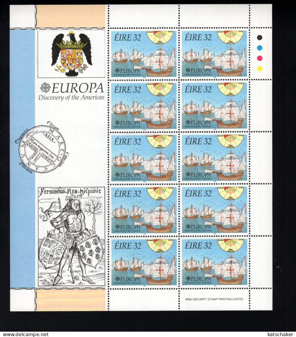 1993946324 1992 SCOTT  858 859  (XX) POSTFRIS MINT NEVER HINGED   - EUROPA ISSUE - DISCOVERY OF AMERICA - COMPLETE SHEET - Ungebraucht