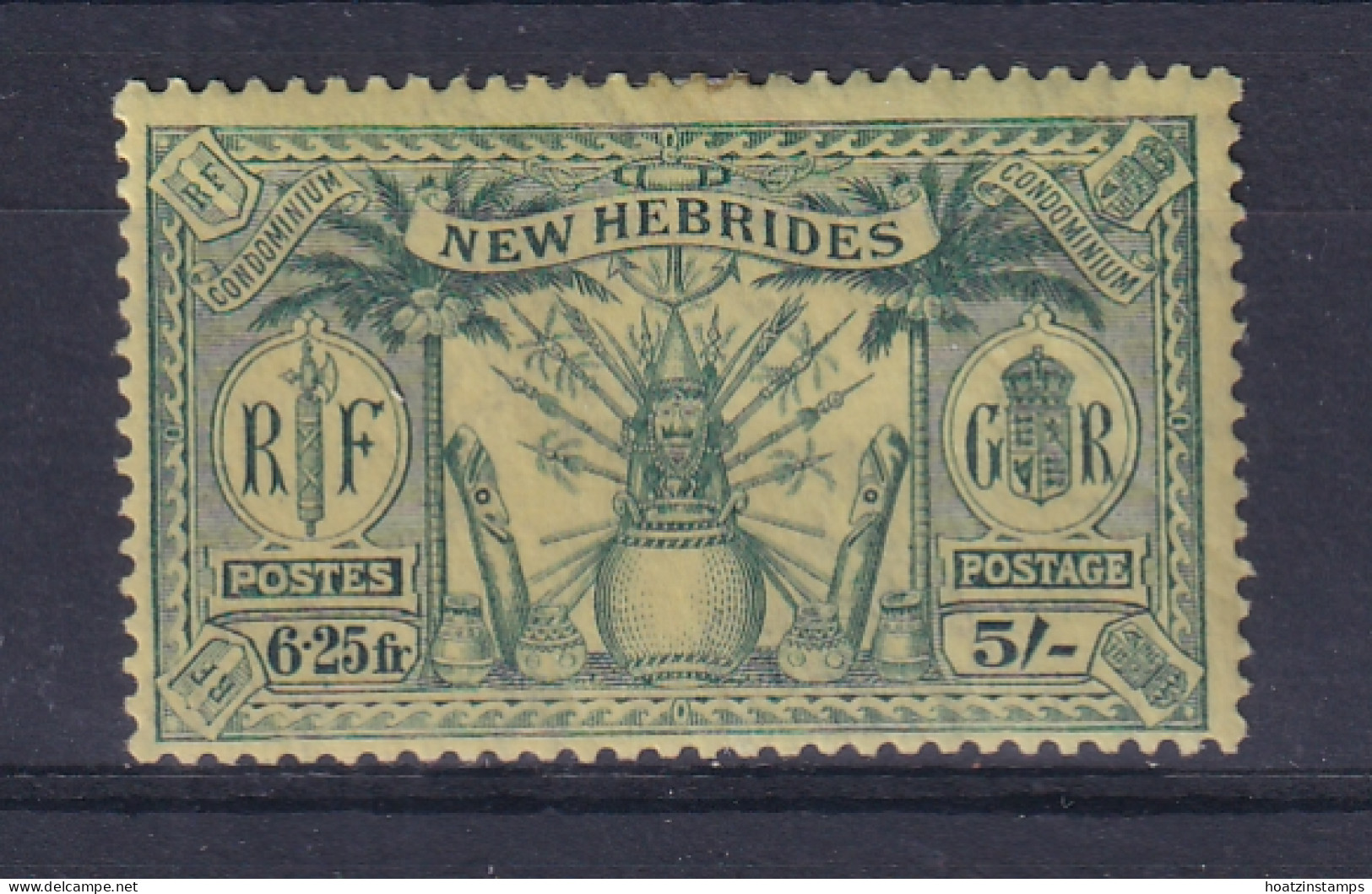 New Hebrides: 1925   Weapons & Idols   SG51   5/- (6.25fr)   MH - Ungebraucht