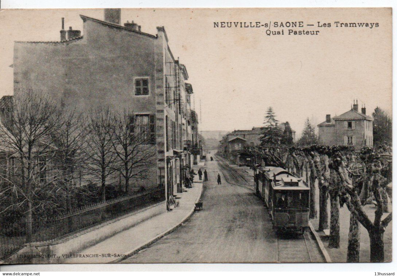 Carte Postale Ancienne Neuville Sur Saône - Les Tramways Quai Pasteur - Chemin De Fer - Neuville Sur Saone