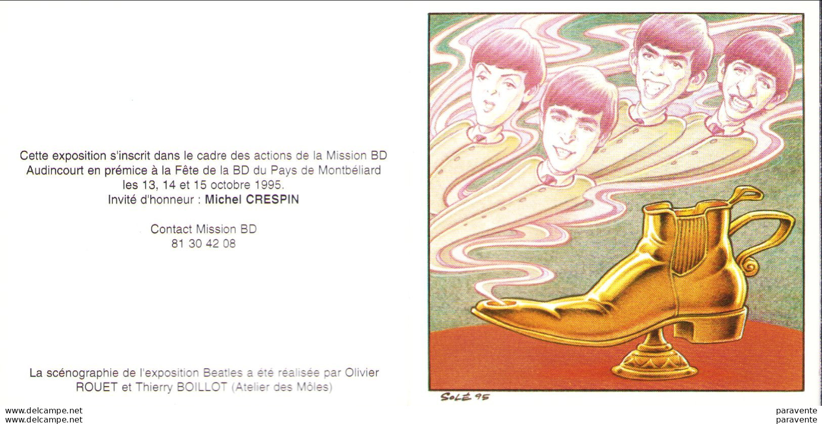 SOLE Jean : Carte Invitation Exposition LES ANNEES BEATLES à Audincourt En 1995 - Ansichtskarten