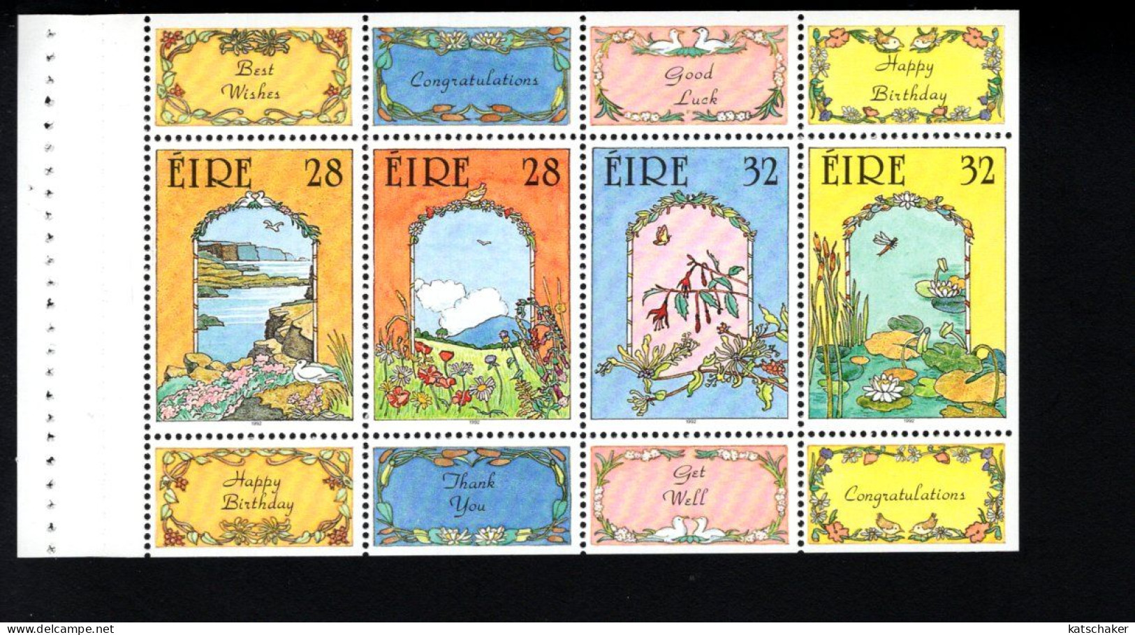 1993947143 1992 SCOTT  863a  (XX) POSTFRIS MINT NEVER HINGED   - BOOKLET PANE GREETING STAMPS - Ungebraucht