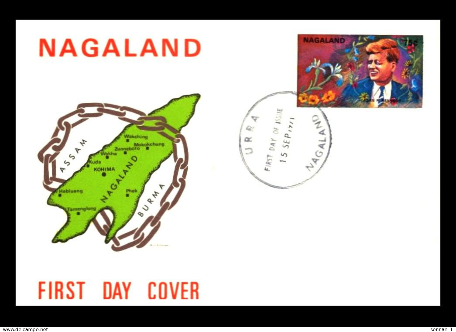 Nagaland [Indien – India]: 'John F. Kennedy [JFK] Blumen – Flowers, 1971', FDC - Kennedy (John F.)