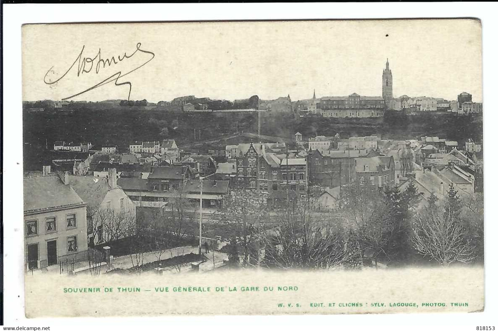 THUIN  VUE GENERERALE DE LA GARE DU NORD  1906 - Thuin