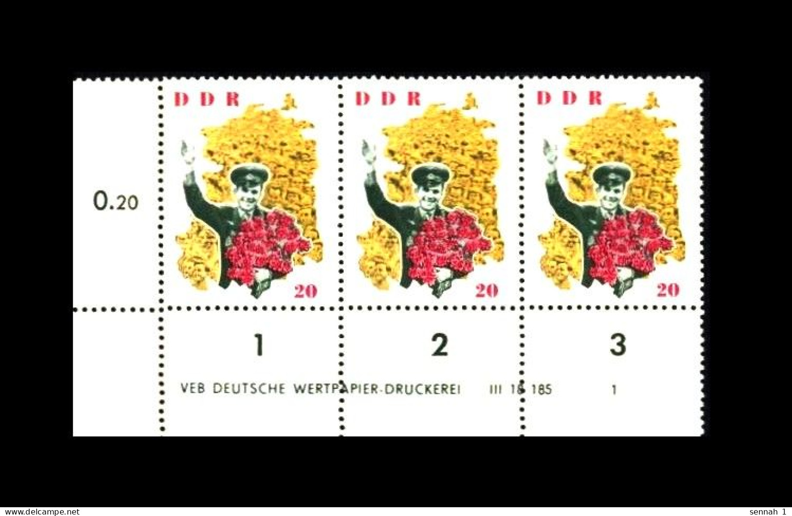 DDR / East-Germany: 'Juri Gagarin – Druckvermerk, 1963' / 'Space Cosmonaut Yuri Gagarin', Mi. 995DV; Yv. 700; Sc. 675 ** - Unused Stamps