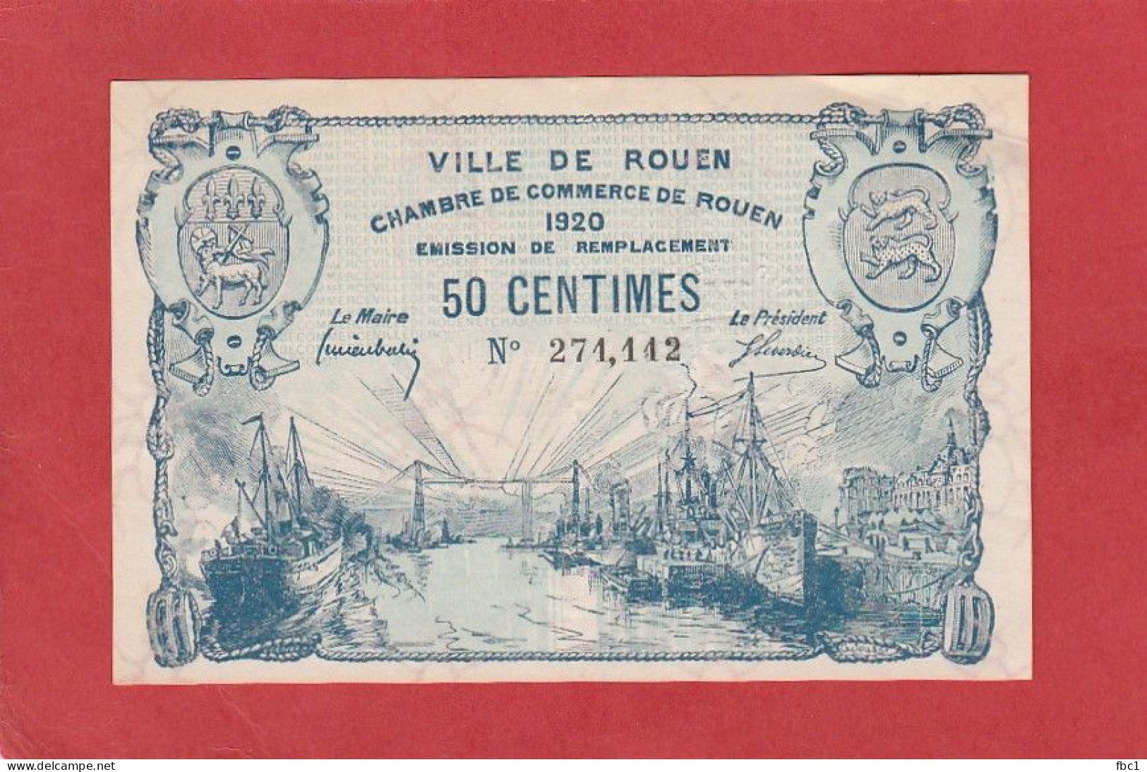 Seine Maritime - Chambre De Commerce De Rouen 1920 - 50 Centimes - Handelskammer