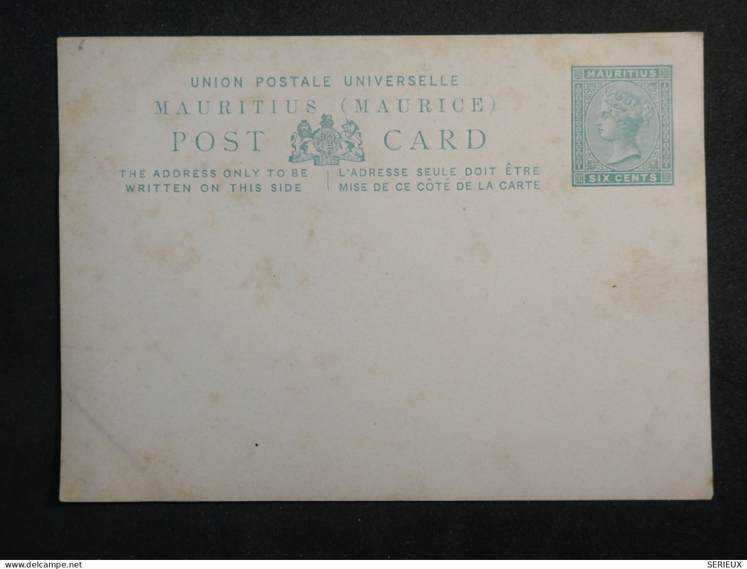 DL4 MAURITIUS  BELLE CARTE   ENTIER +ENV. 1890 ++NON VOYAGEE+++ - Maurice (...-1967)