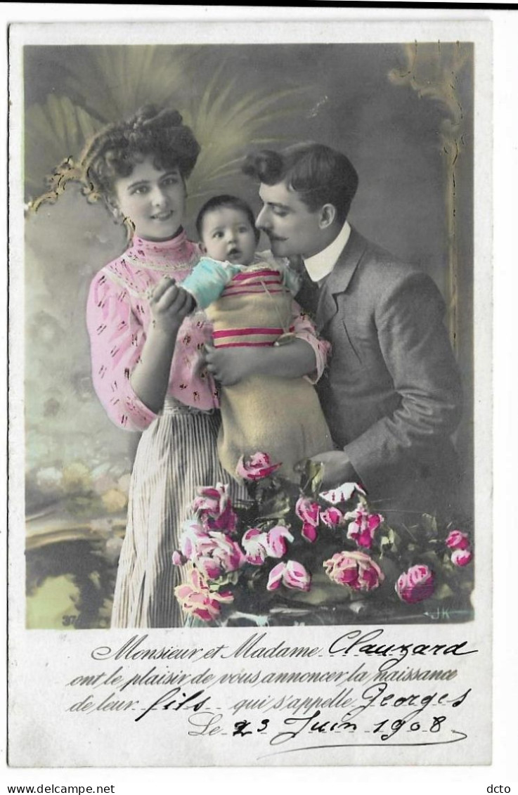 3 Cpa Faire-part De Naissance Dont 2 : Enfant Sort De L'enveloppe, 1908 19011 - Naissance