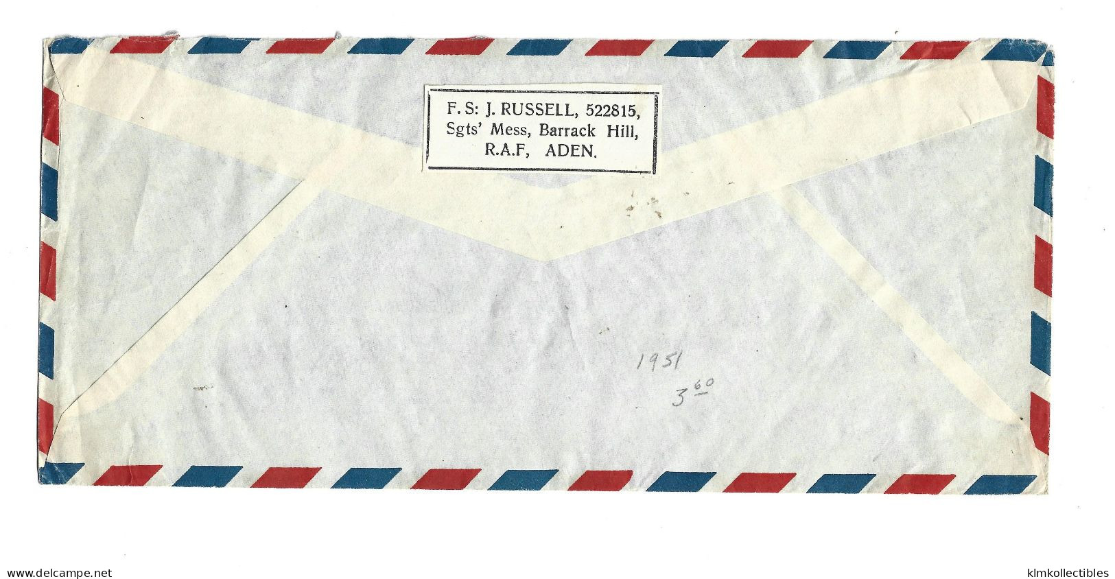 GREAT BRITAIN UNITED KINGDOM ENGLAND COLONIES - ADEN - AIRMAIL COVER TO USA - Aden (1854-1963)