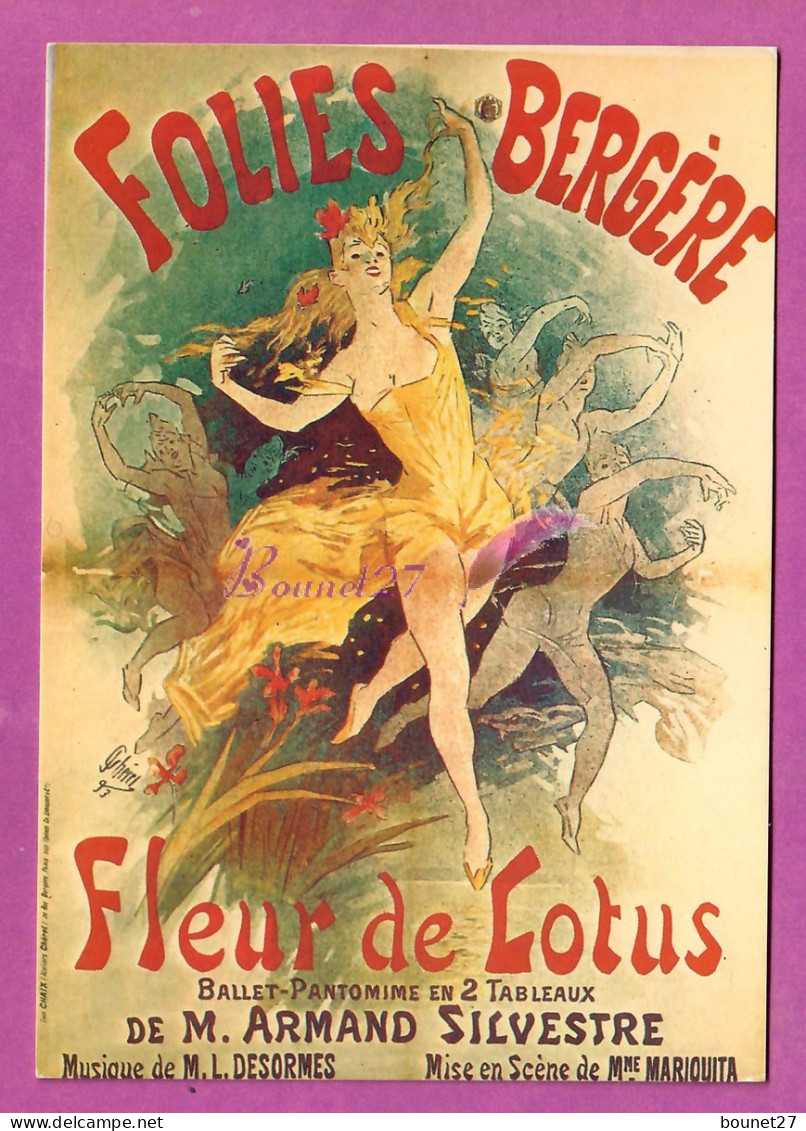 Illustration LES FOLIES BERGERE La Fleur De Lotus Femme Danseuse étoile Robe Jaune Danse Et Magie - Inns