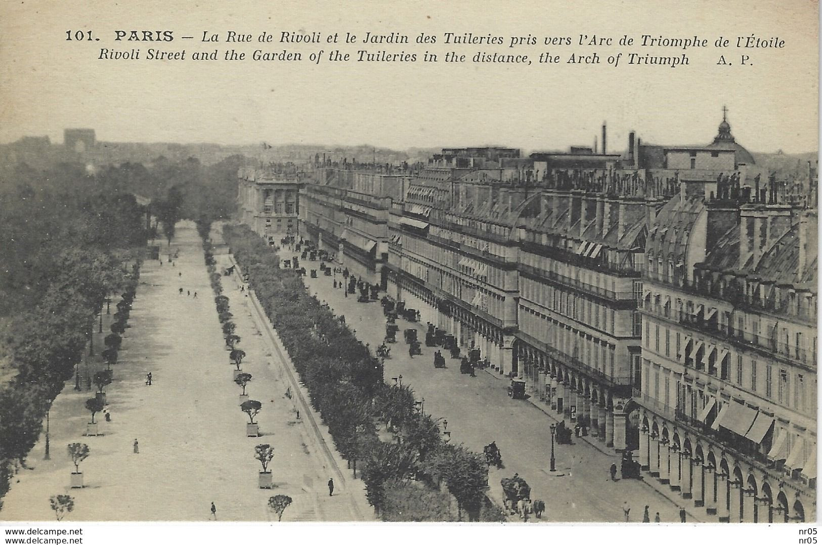 75 - PARIS - La Rue De Rivoli Et Le Jardin Des Tuileries Pris Vers L'Arc De Triomphe De L'Etoile - Arrondissement: 01