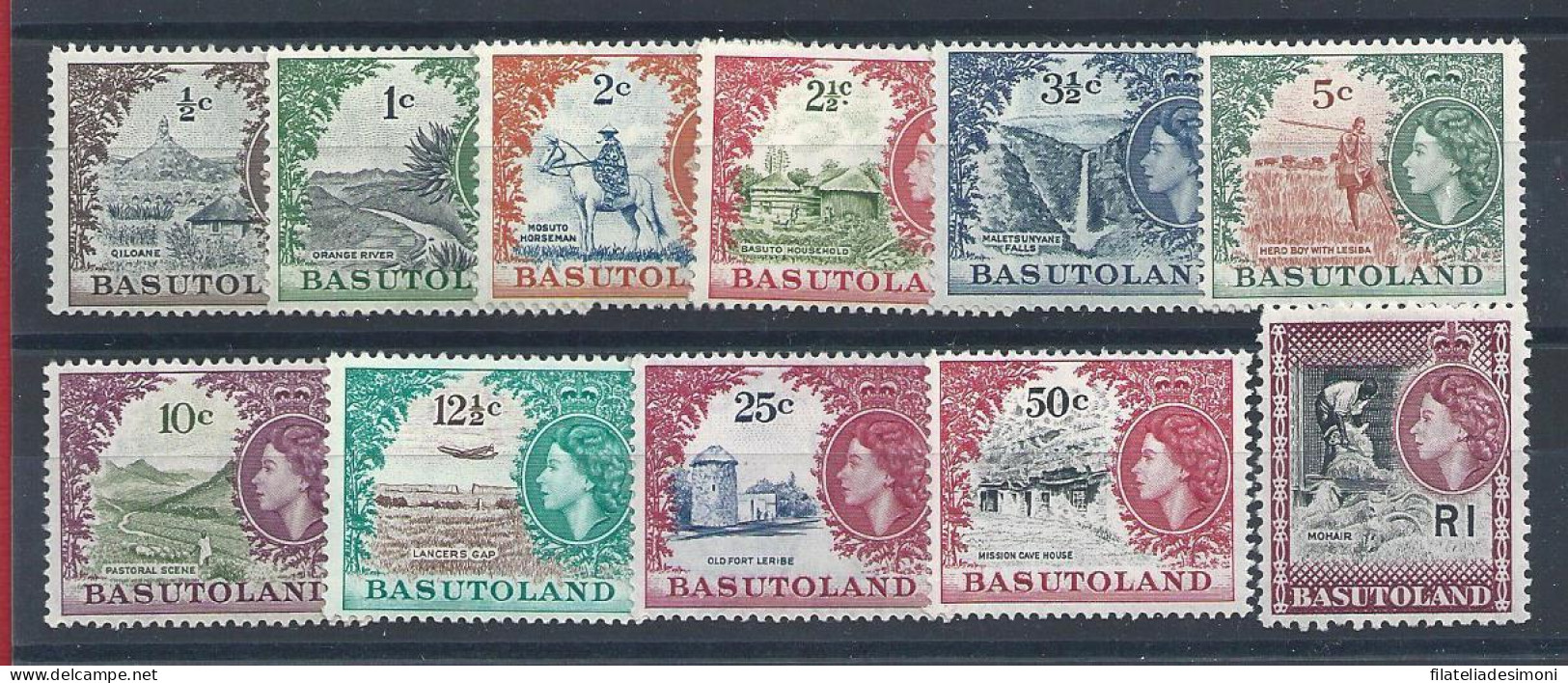 1961- 63 Basutoland - Stanley Gibbons N. 69/79 - Ordinaria Regina Elisabetta II, 11 Valori MNH** - Other & Unclassified