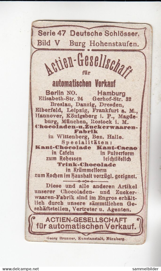 Actien Gesellschaft Deutsche Schlösser Burg Hohenstaufen     Serie  47 #5 Von 1900 - Stollwerck