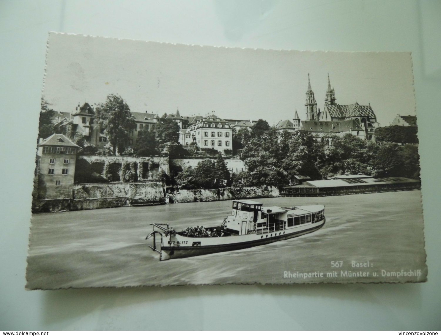 Cartolina Viaggiata "BASEL Rheinpartie Am Munster" 1950 - Bâle