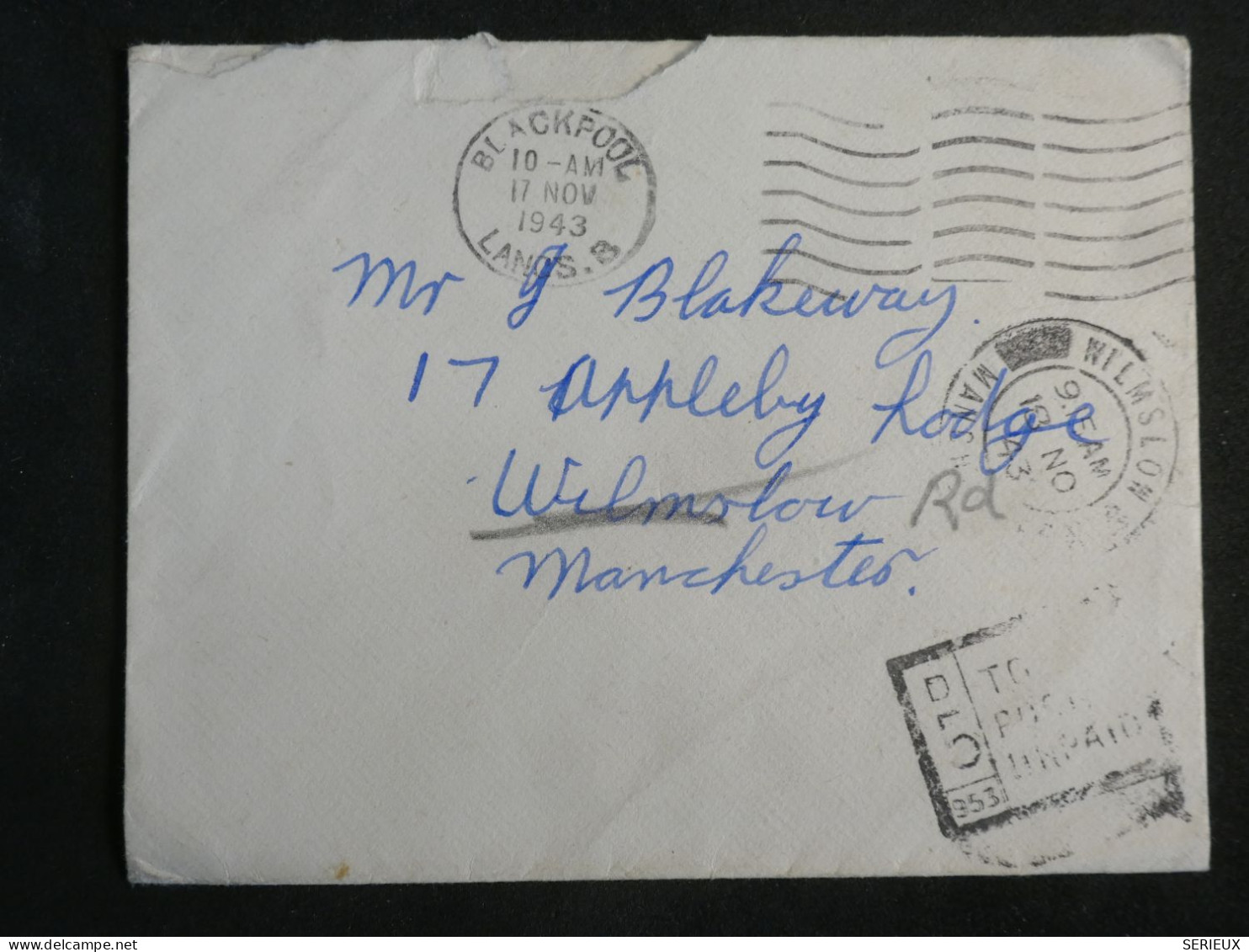 DL4 GREAT BRITAIN   BELLE LETTRE 1943 BLACPOOL  A MANCHESTER ++AFF. INTERESSANT++ - Cartas & Documentos