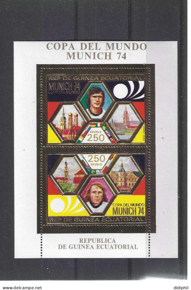 GUINEE EQUATORIALE MICHEL BLOC 119** EN OR SUR LA COUPE DU MONDE EN ALLEMAGNE 1974  MULLER ET NETZER - Äquatorial-Guinea