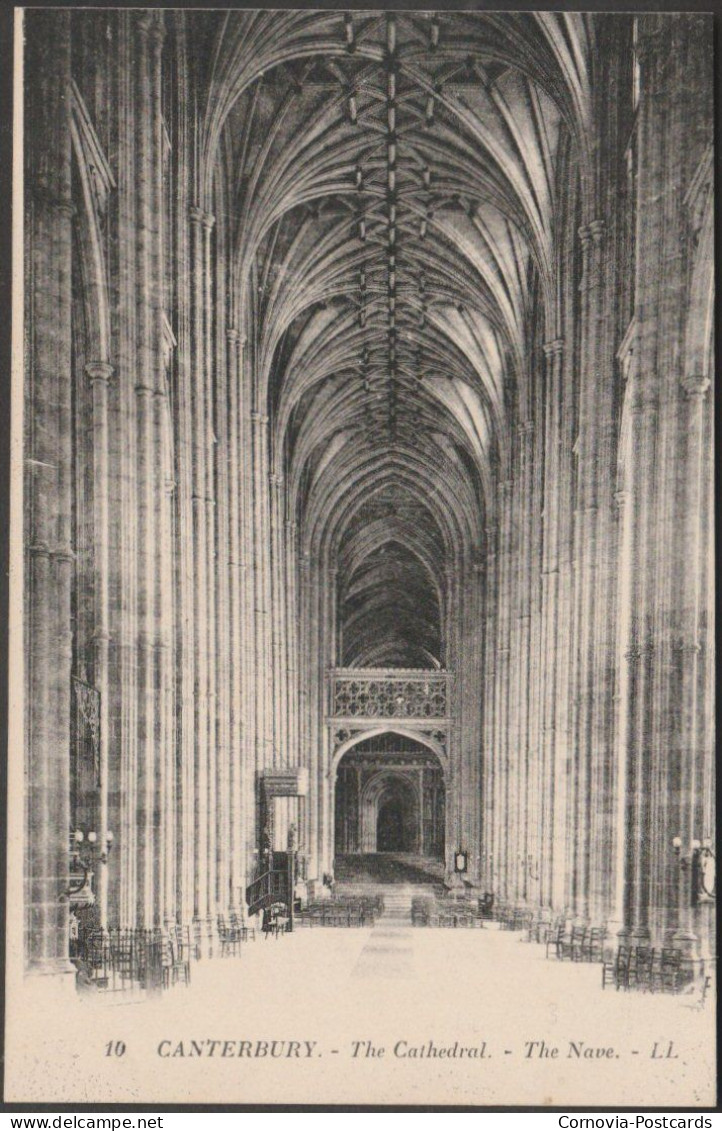 The Nave, Canterbury Cathedral, Kent, C.1920 - Lévy Et Neurdein Postcard LL10 - Canterbury