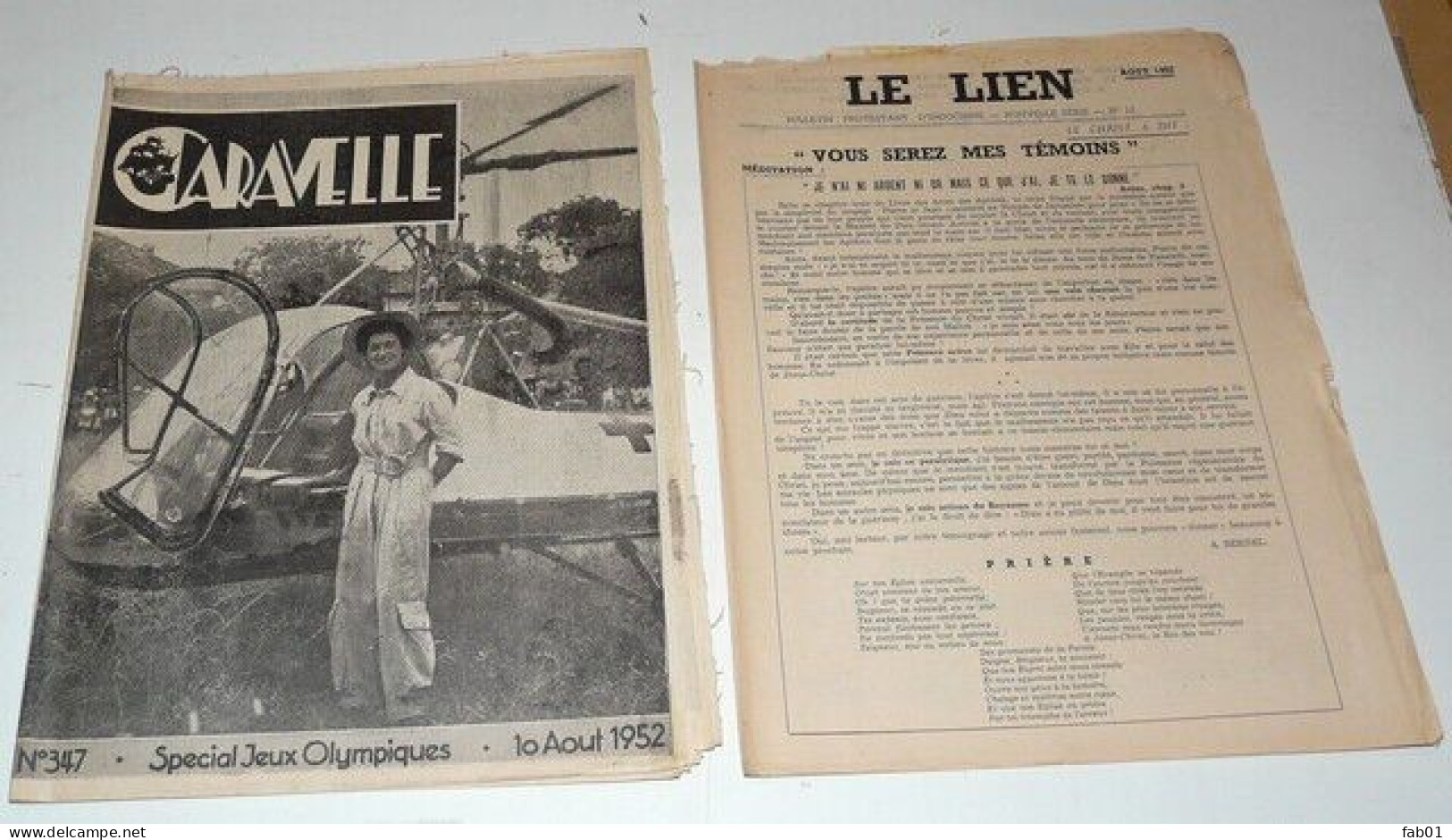 Guerre Indochine,Caravelle 10 août 1952,spécial JO + 2 suppléments(Andrée pilote d’hélicoptère)