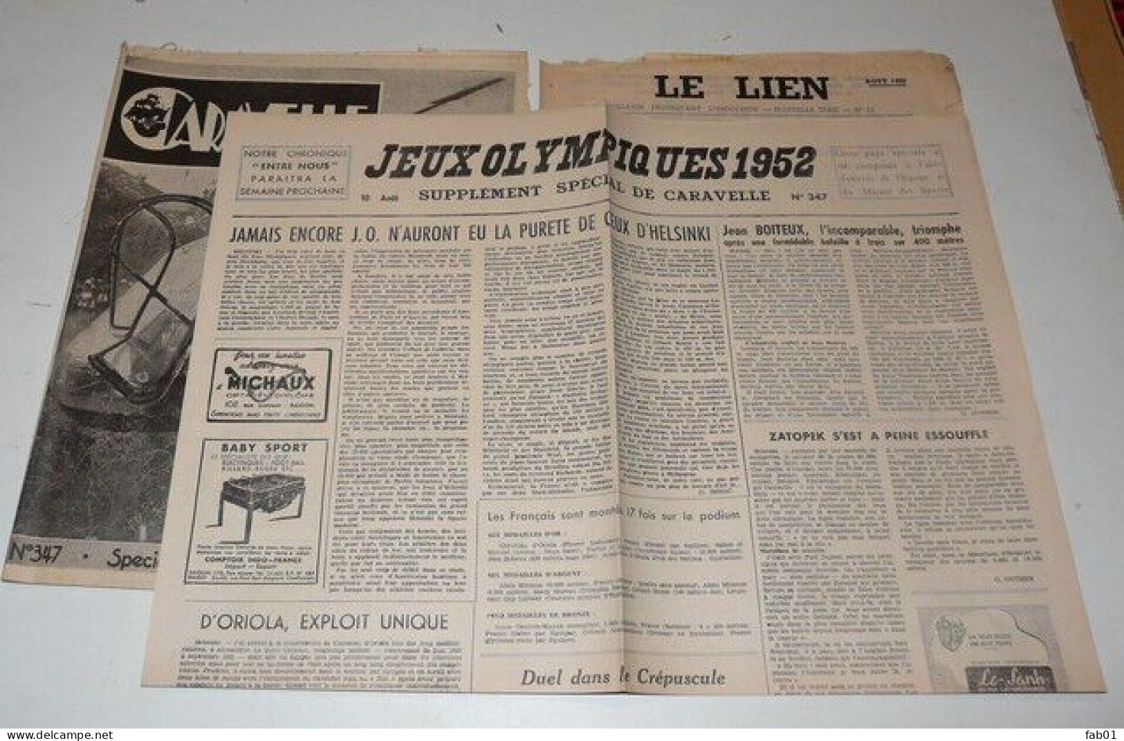 Guerre Indochine,Caravelle 10 août 1952,spécial JO + 2 suppléments(Andrée pilote d’hélicoptère)