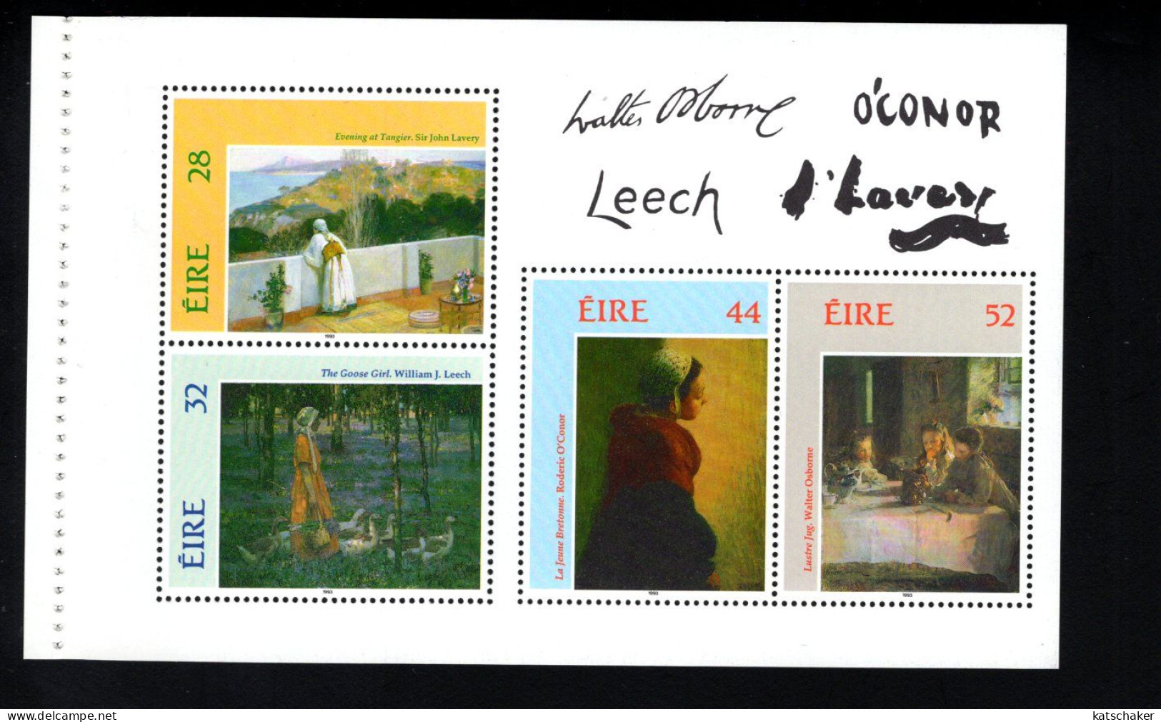 1993953320 1992 SCOTT 890B  (XX) POSTFRIS MINT NEVER HINGED - IRISH IMPRESSIONIST PAINTINGS BOOKLET PANE - Unused Stamps