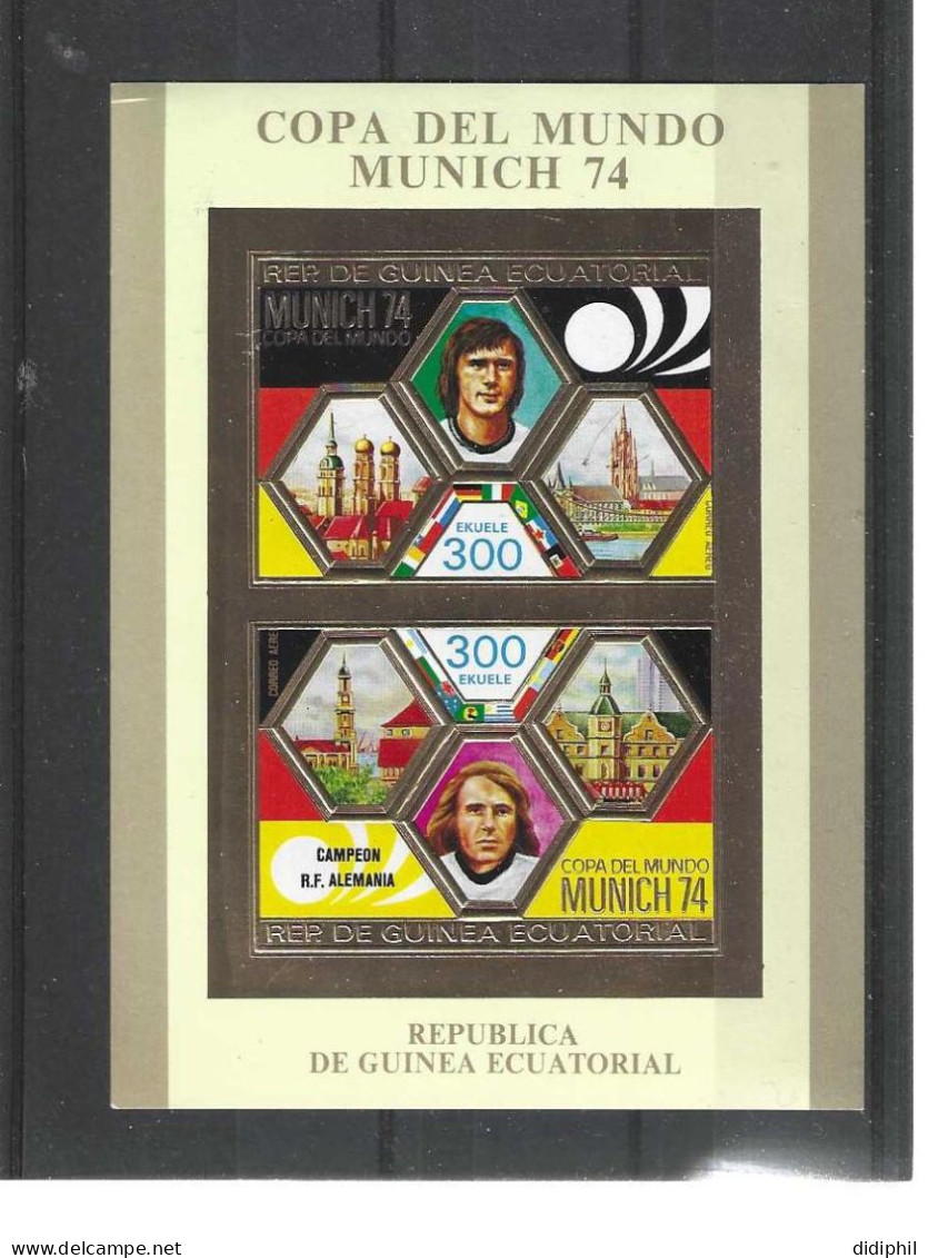 GUINEE EQUATORIALE MICHEL BLOC A125** N D EN OR SUR LA COUPE DU MONDE EN ALLEMAGNE 1974  SURCHARGE VAINQUEUR ALLEMAGNE - Equatorial Guinea