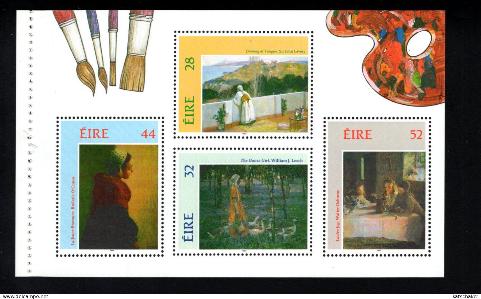 1993953497 1992 SCOTT 890B  (XX) POSTFRIS MINT NEVER HINGED - IRISH IMPRESSIONIST PAINTINGS BOOKLET PANE - Unused Stamps