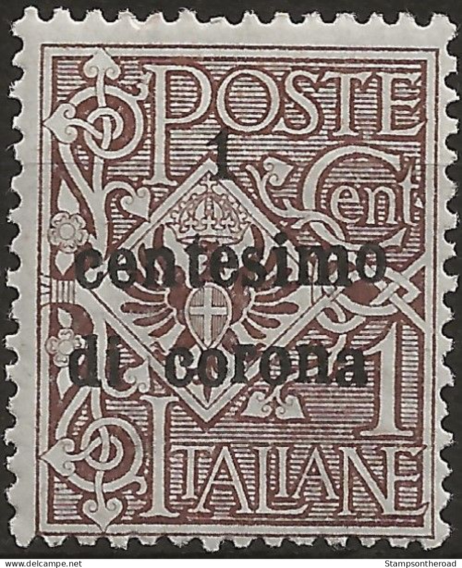 TRTT1L,1919 Terre Redente - Trento E Trieste, Sassone Nr. 1, Francobollo Nuovo Con Traccia Di Linguella */ - Trentino & Triest