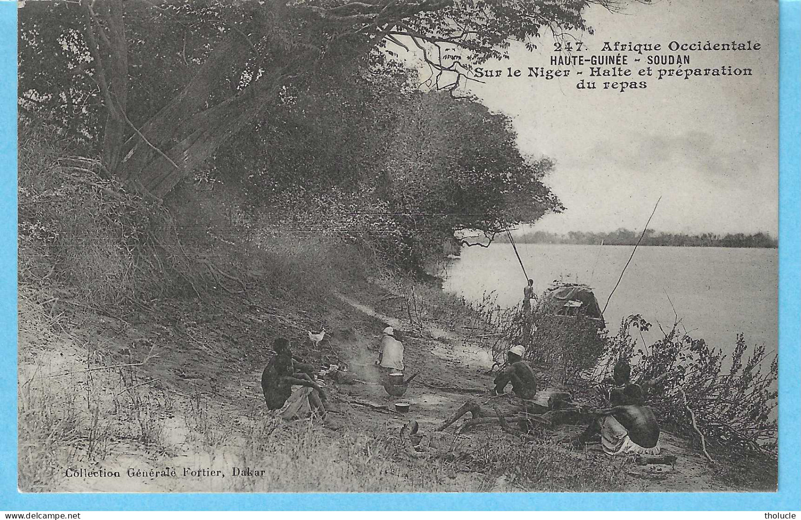 Afrique Occidentale-Haute-Guinée-Soudan-1910-Sur Le Niger-Halte Et Préparation Du Repas-Timbre "Berger Pulas 5c YT 21" - Guinée Française