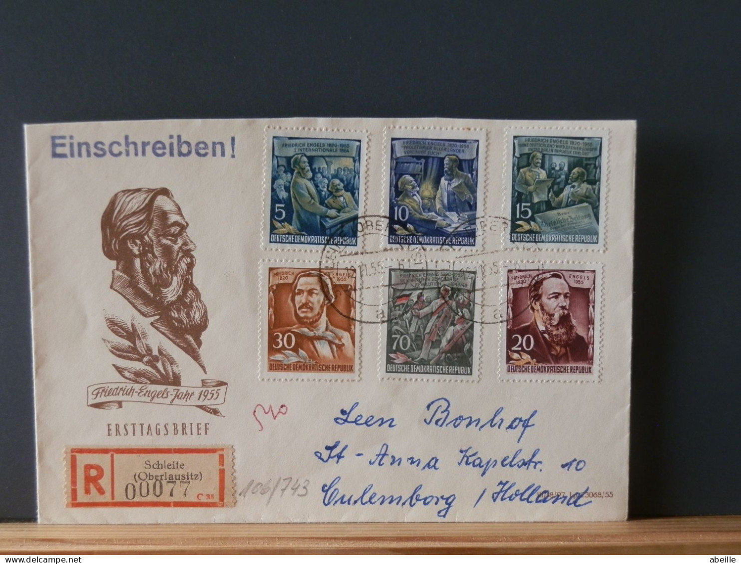 106/743  FDC  DDR 1955  ENGELS - 1950-1970