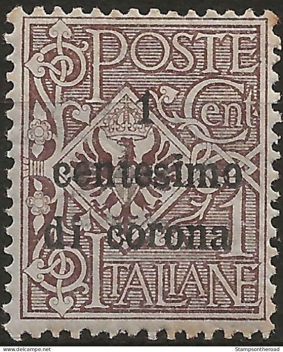 TRTT1NA,1919 Terre Redente - Trento E Trieste, Sassone Nr. 1, Francobollo Nuovo Senza Linguella **/ Ottima Centratura - Trente & Trieste