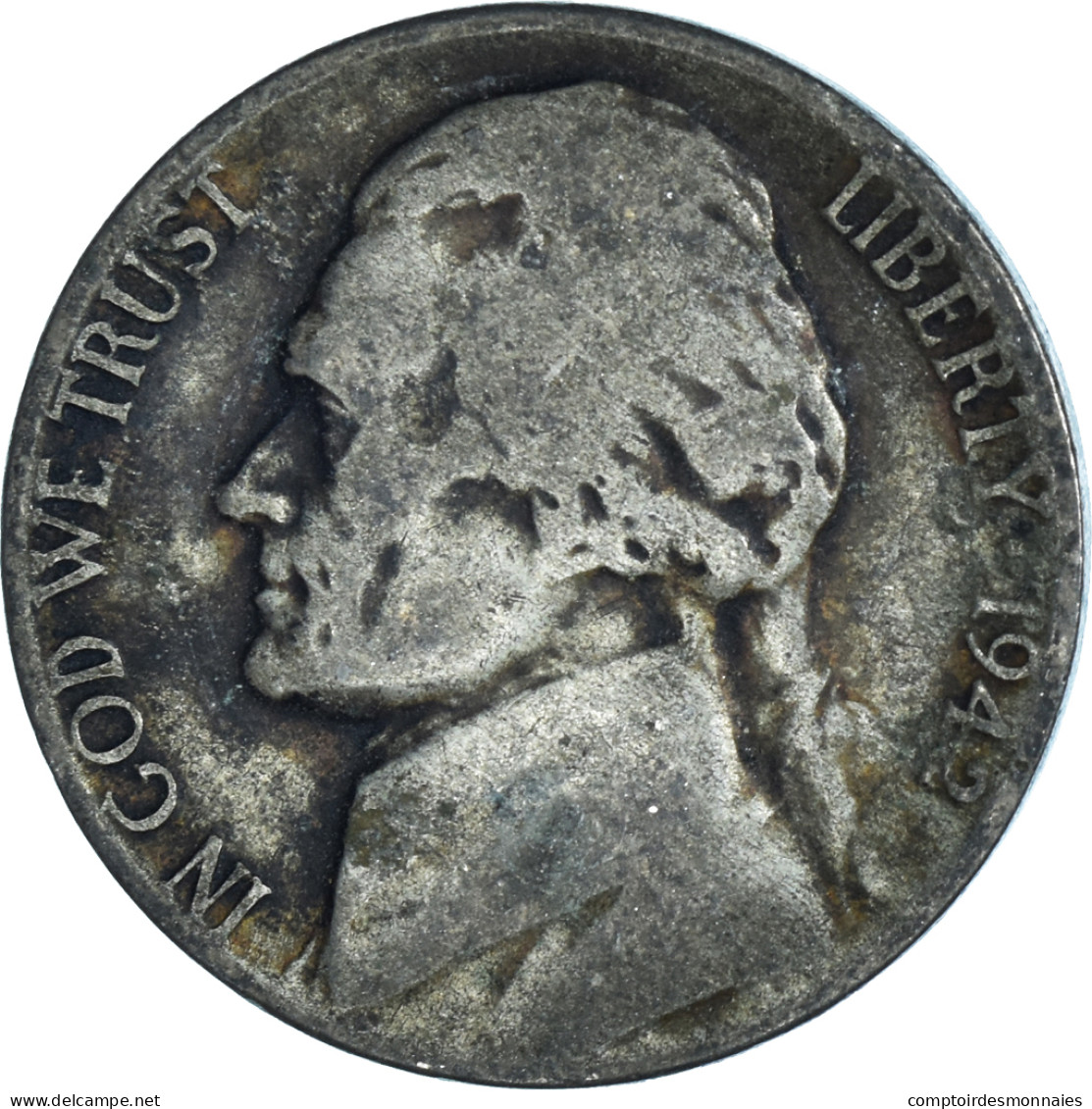 Monnaie, États-Unis, 5 Cents, 1942 - 1938-…: Jefferson