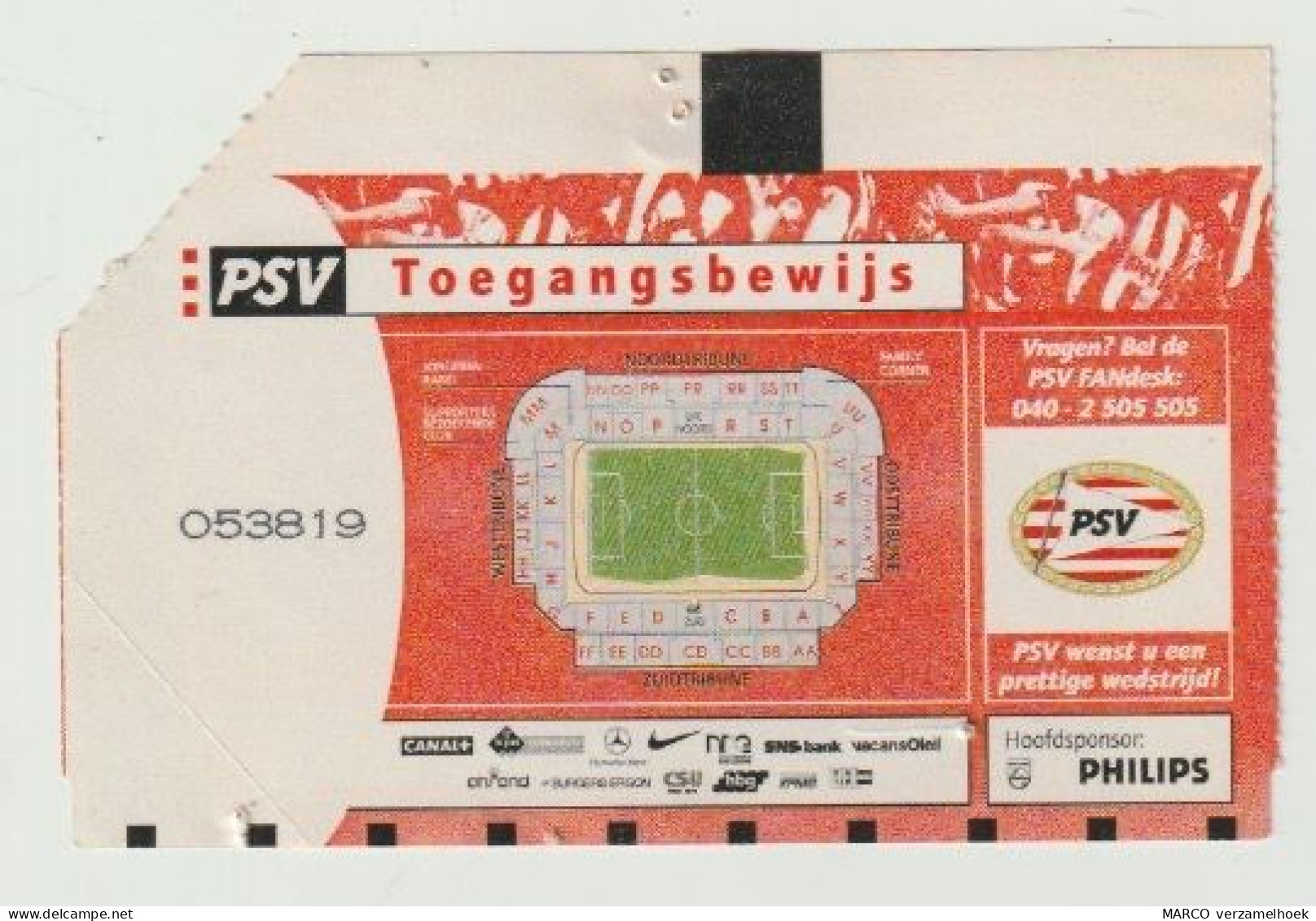 Ticket Voetbal-fussball-football: PSV Eindhoven - FC Groningen Philips - Tickets - Vouchers