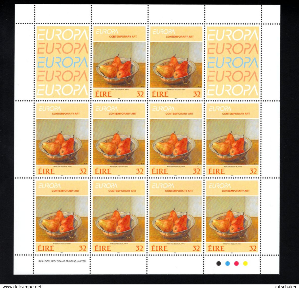 1993955543 1993 SCOTT 895 896  (XX) POSTFRIS MINT NEVER HINGED - EUROPA ISSUE - PAINTINGS COMPTEMORARY ART SHEET + LABEL - Unused Stamps