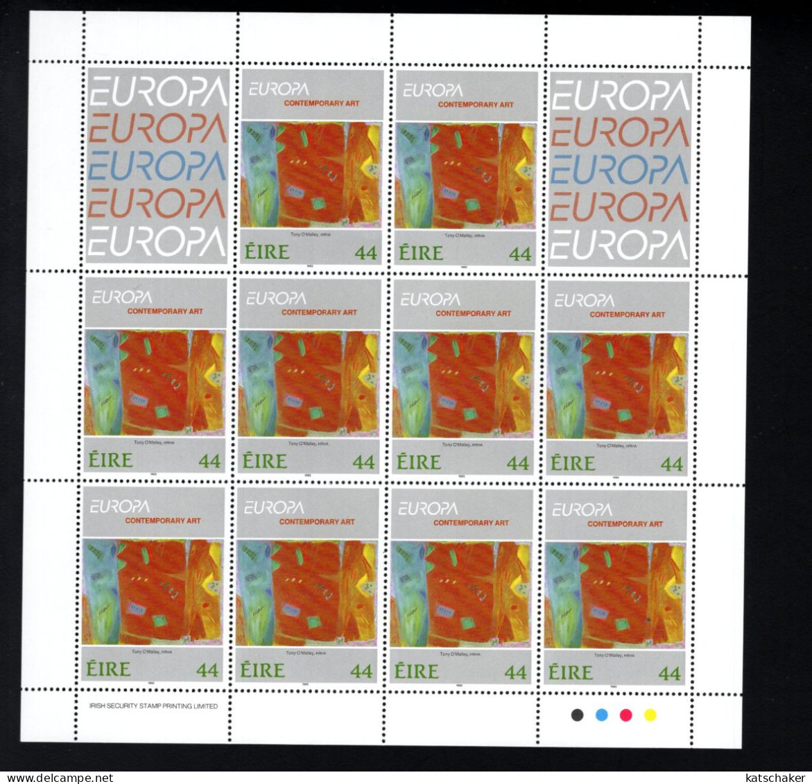 1993955543 1993 SCOTT 895 896  (XX) POSTFRIS MINT NEVER HINGED - EUROPA ISSUE - PAINTINGS COMPTEMORARY ART SHEET + LABEL - Unused Stamps